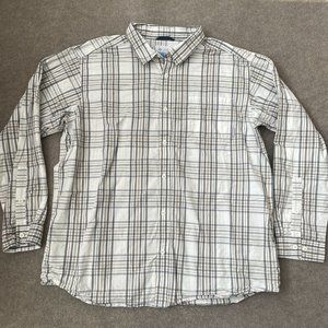 Columbia Shirt Mens XXL Plaid Button Down 100% Cotton Office Casual Gray Tan